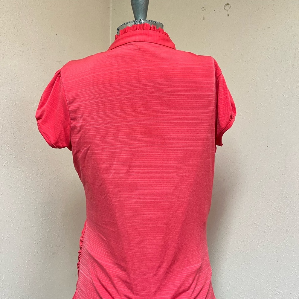 Coral pull over blouse in a bright beautiful Coral by Heartsoul in large - Picture 2 of 5